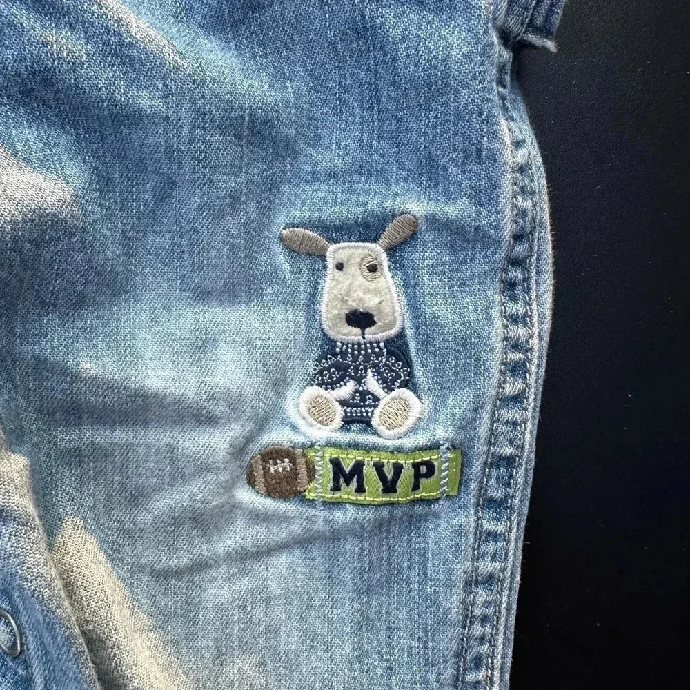 Carter’s Vintage-Inspired MVP Dog Denim Overalls Toddler Boys Size 24 Months